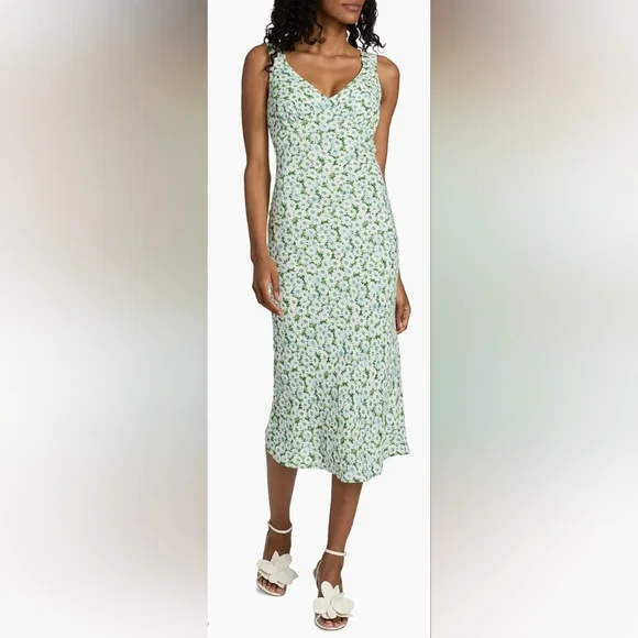 Reformation NWT Green Floral Midi Dress Sz XL - Picture 2 of 14